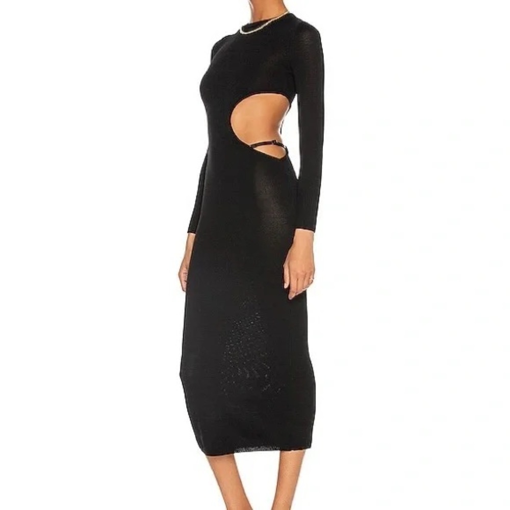 AYA MUSE Gigi Knit Dress Black Side‎ Cut Out Size Small Luxury Minimalist - Picture 12 of 12